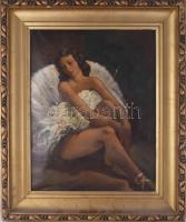 Stverteczky Elemérné (1890-?): Balerina. Olaj, vászon, jelzett, sérült. Dekoratív, kissé sérült fakeretben. 60,5×47 cm