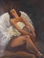 Stverteczky Elemérné (1890-?): Balerina. Olaj, vászon, jelzett, sérült. Dekoratív, kissé sérült fake...