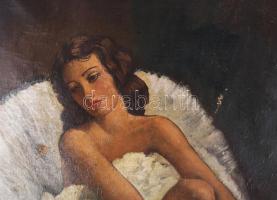 Stverteczky Elemérné (1890-?): Balerina. Olaj, vászon, jelzett, sérült. Dekoratív, kissé sérült fake...