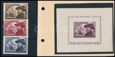 1950 Bem József sor + blokk (**12.800) (60f falcos / hinged)