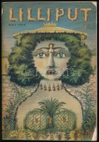 1950 Lilliput Vol. 25 No. 5, May 1950, angol nyelvű folyóirat egy száma, fekete-fehér és színes képekkel (köztük művészfotókkal) illusztrálva. Kiadói tűzött papírkötés, kissé sérült borítóval, 120 p.