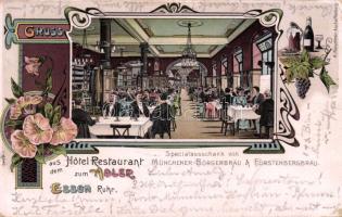 Essen Hotel Restaurant Adler interior litho (EK)