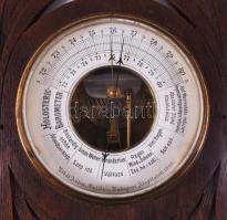 cca 1890-1900 Gebroeders Caminada Rotterdam szecessziós faragott fa Holosteric-Barometer, magyar fel...
