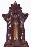 cca 1890-1900 Gebroeders Caminada Rotterdam szecessziós faragott fa Holosteric-Barometer, magyar fel...