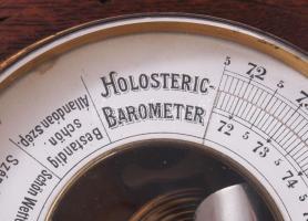 cca 1890-1900 Gebroeders Caminada Rotterdam szecessziós faragott fa Holosteric-Barometer, magyar fel...