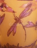 Gallé jelzéssel többrétegű savmaratott díszítésű nagyváza, hibátlan, m:55 cm