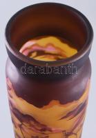 Gallé jelzéssel többrétegű savmaratott díszítésű nagyváza, hibátlan, m:55 cm