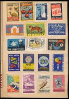 Gyufacímke-gyűjtemény füzetben, vegyes magyar és külföldi gyufacímkékkel, beragasztva és különállóan