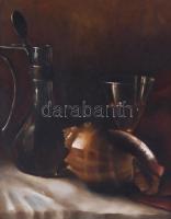 M Zeisel jelzéssel: Csendélet. Olaj, farost. Dekoratív fakeretben, 30×25,5 cm