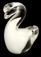 Részben anyagában színezett üveg hattyú asztaldísz, hibátlan, m: 10,5 cm