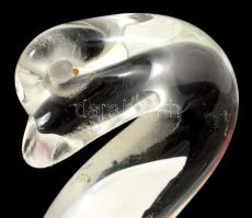 Részben anyagában színezett üveg hattyú asztaldísz, hibátlan, m: 10,5 cm