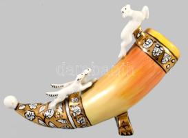 Koresten vadász témájú asztaldísz, jelzett, 20x13 cm