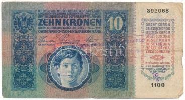 1915. 10K "1105 454455" hamis (?) felülbélyegzéssel T:VG,G