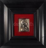 Mozar és Liszt Ferenc portréja, fa keretben, 6,5x5 cm, 22x21 cm