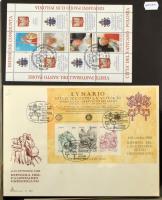 Vatikán postatiszta négyestömb gyűjtemény + hozzá FDC-k, kisívek, CM-k, díjjegyesek gyűrűs berakóban