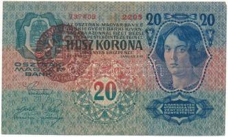 1913. 20K "2205 737403", I. kiadás, piros "MAGYARORSZÁG" felülbélyegzéssel T:F