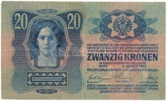 1913. 20K "2205 737403", I. kiadás, piros "MAGYARORSZÁG" felülbélyegzéssel T:F