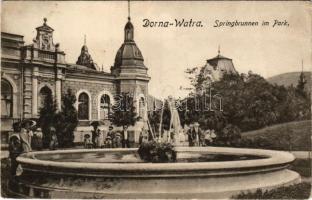 1918 Vatra Dornei, Dornavátra, Bad Dorna-Watra (Bukovina, Bucovina, Bukowina); Springbrunnen im Park / fountain + "K.u.K. Heuaufbringungsleitung Hptm. Kléber" (EK)