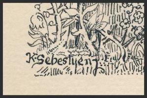 Keöpeczi Sebestyén József (1878-1964): Szecessziós illusztráció (cím nélkül). Tus, papír, jelzett, 8...
