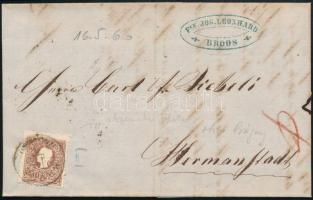 1860 10kr levélen / on cover, Broos - Hermannstadt