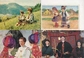 16 db MODERN népviselet képeslap, közte néhány régi / 16 modern folklore postcards, with some pre-1945 ones