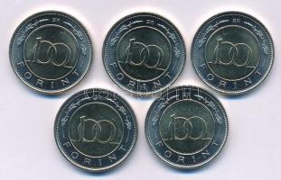 2025. 100Ft bimetál "Nagy László" (5x) T:UNC,AU