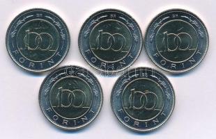 2025. 100Ft bimetál "Nagy László" (5x) T:UNC,AU
