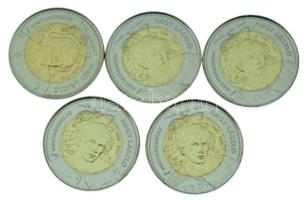 2025. 100Ft bimetál "Nagy László" (5x) T:UNC,AU