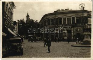 1927 Bucharest, Bukarest, Bucuresti, Bucuresci; Strada Lipscani, Drogueria Sf. Gheorghe, Gloria furnituri &amp; croitorie / street view, pharmacy, shops, automobile, autobus (EK)