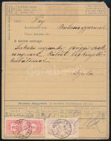 1891 35kr díjjegyes zárt táviratlap Színes számú 2kr és 5kr párok belső kiegészítéssel "HOSSZÚPÁLY" - "DEBRECZEN TÁVÍRDA" - Balassagyarmat