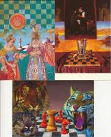 SAKK - 12 db MODERN képeslap / CHESS - 12 modern postcards