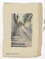 Olvashatatlan jelzéssel: Tabán, Hadnagy u. Vegyes technika, selyem, 13x8 cm.