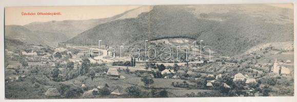 1911 Aranyosbánya, Offenbánya, Baia de Aries, Ofenbaia; 2-részes kinyitható panorámalap / 2-tiled folding panoramacard (fl)