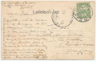 1912 Bölön, Belin, Böllen, Blumendorf; Unitárius templom az 1617 évben épült várral, Rafael Jakab ec...