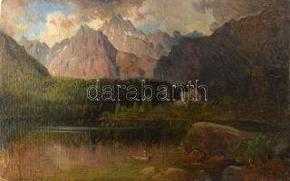 Molnár József (1821-1899): Hegyvidéki táj (Tátra?). Olaj, karton, jelezve jobbra lent. Restaurált. S...