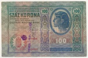 1912. 100K "1434 04891" hamis(?) felülbélyegzéssel T:VG kis beszakadások