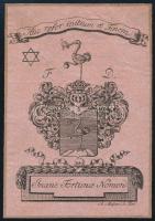 Meyer Ágoston (1796-1820 között Pesten működött): Darvas Ferenc nemesi címerrel ellátott ex librise. Rézmetszet, papír, jelzett a metszeten. Papírra kasírozva. 13x9 cm