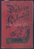 1894 Daheim Kalender német nylvű kalendárium (kötés elvált) / Calendar (binding detached)