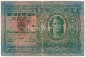 1912. 100K hamis(?) felülbélyegzéssel a német oldalon! "1354 45439" sorszámmal T:F
Krause...