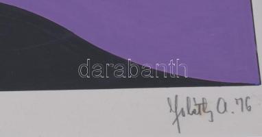 Joláthy Attila (1927-1998): Hullámzó formák (cím nélkül), 1976. Tempera, papír. Jelzett. 47x35. Üveg...