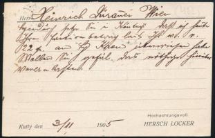 1905 Levelezőlap 2 bélyeges bérmentesítéssel / Postcard with 2 stamps "KUTY"