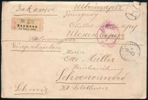 1905 Ajánlott levél Svájcba 4 db bélyeggel / Registered cover to Switzerland