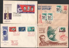 Szovjet űrkutatás motívum FDC-k, köztük vágottak is, a legtöbb címzetlen