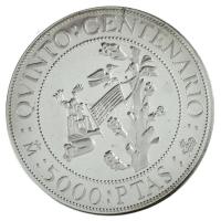 Spanyolország 1990. 5000P Ag "Amerika felfedezésének 500. évfordulója - Moctezuma, Marina és Co...