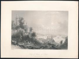 Bartlett, William Henry (1809-1854) - Wallis, Robert (1794-1878): Buda látképe (City of Buda, or Ofen). Acélmetszet, papír, jelzett a metszeten, 12,5x18 cm