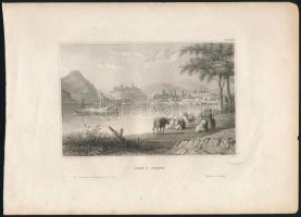 cca 1840-1850 Buda és Pest látképe (Ofen &amp; Pesth), acélmetszet, papír, jelzett a metszeten, 10x15 cm