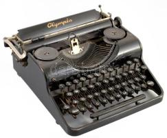 Antik Olympia írógép, sérüléssel, 29x28 cm