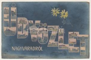 1905 Nagyvárad, Oradea; Üdvözlet mozaiklap. Vidor Manó kiadása / greetings, multi-view postcard (fl)