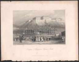 Bartlett, William Henry (1809-1854) - Brandard, Edward (1819-1898): Pesti zarándokok felvonulása (Procession of Hungarian Pilgrims, Pesth). Acélmetszet, papír, jelzett a metszeten, kisebb lapszéli sérülésekkel, kissé foltos, 12x18 cm