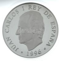 Spanyolország 1996. 2000P Ag "1996. Ibériai barna medvék - Kultúra és természet emlékkiadás" tanusítvánnyal, kapszulában és fa dísztokban T:PP kis folt Spain 1996. 2000 Pesetas Ag "1996. Iberian brown bears - Culture and nature commemorative issue" with certificate, in capsule and with wooden decorative case C:PP small spot